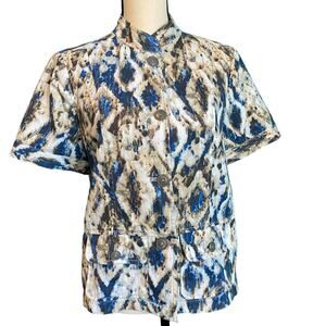 Chico’s Multicolor Short Sleeve Denim Button Up Women's Medium